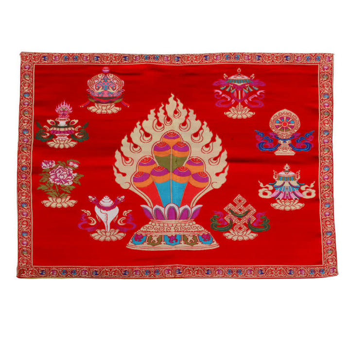 Prayer Altar Mat Healing Meditation 8 Auspicious Symbols Mat - Red - image 0