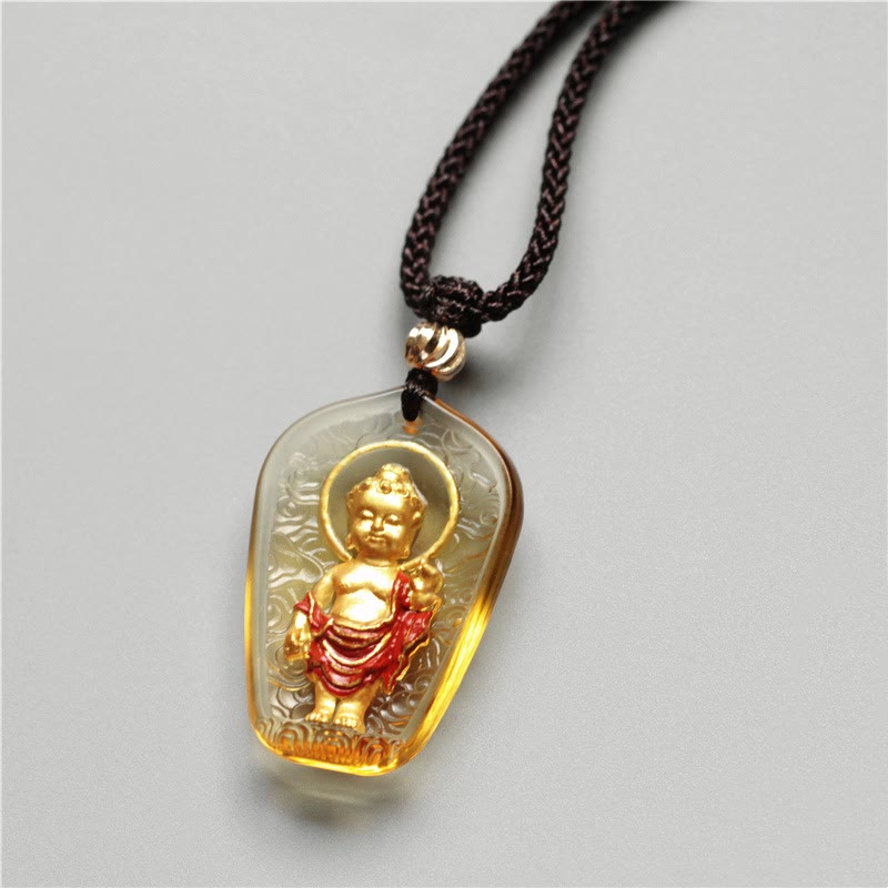 Buddha Stones Tibetan Buddha Liuli Crystal Serenity Necklace Pendant - image 1