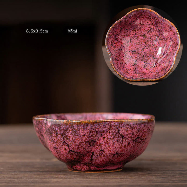 Buddha Stones Peach Blossom Pattern Ceramic Teacup Flower Tea Cups - Pink - image 5