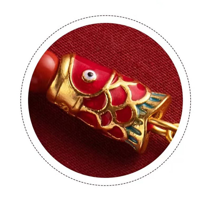 Buddha Stones Koi Fish Cinnabar Attracting Wealth Wish Ruyi Charm Luck Phone Hanging Decoration - image 14