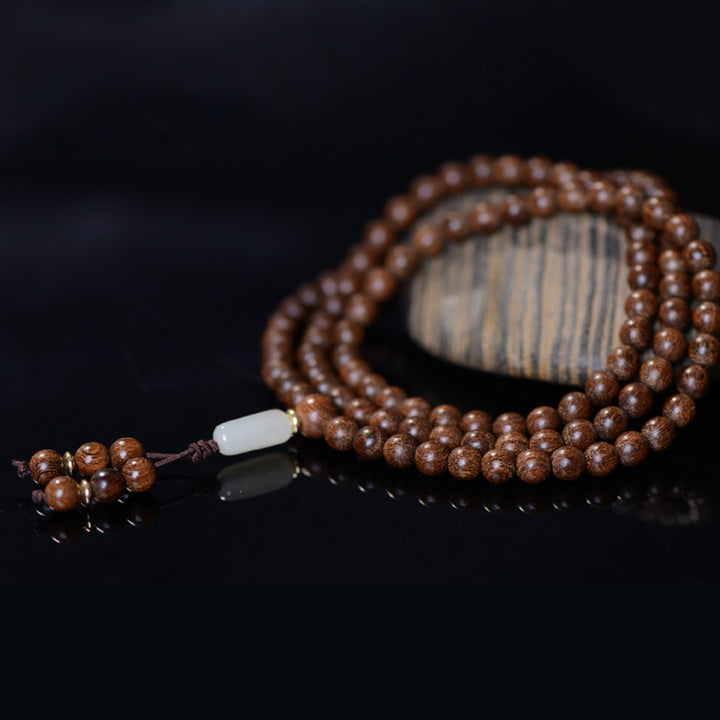 Buddha Stones 108 Mala Beads Rosewood Jade Calm Bracelet - image 7