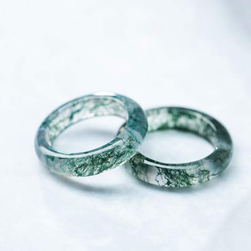 Buddha Stones Moss Agate Healing Balance Ring - image 0