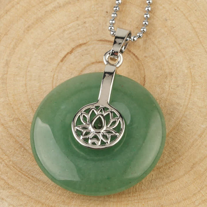 Buddha Stones Various Crystal Amethyst Pink Crystal Lotus Healing Necklace Pendant - Green Aventurine - image 24
