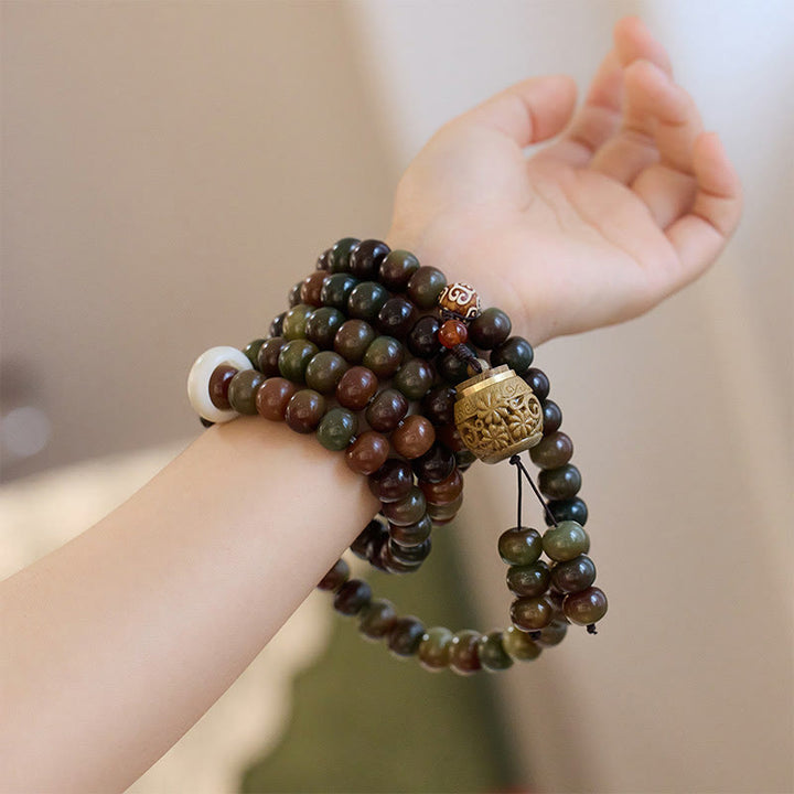 Buddha Stones 108 Mala Beads Dunhuang Color Bodhi Seed Dzi Bead Keep Away Evil Spirits Bracelet - image 7