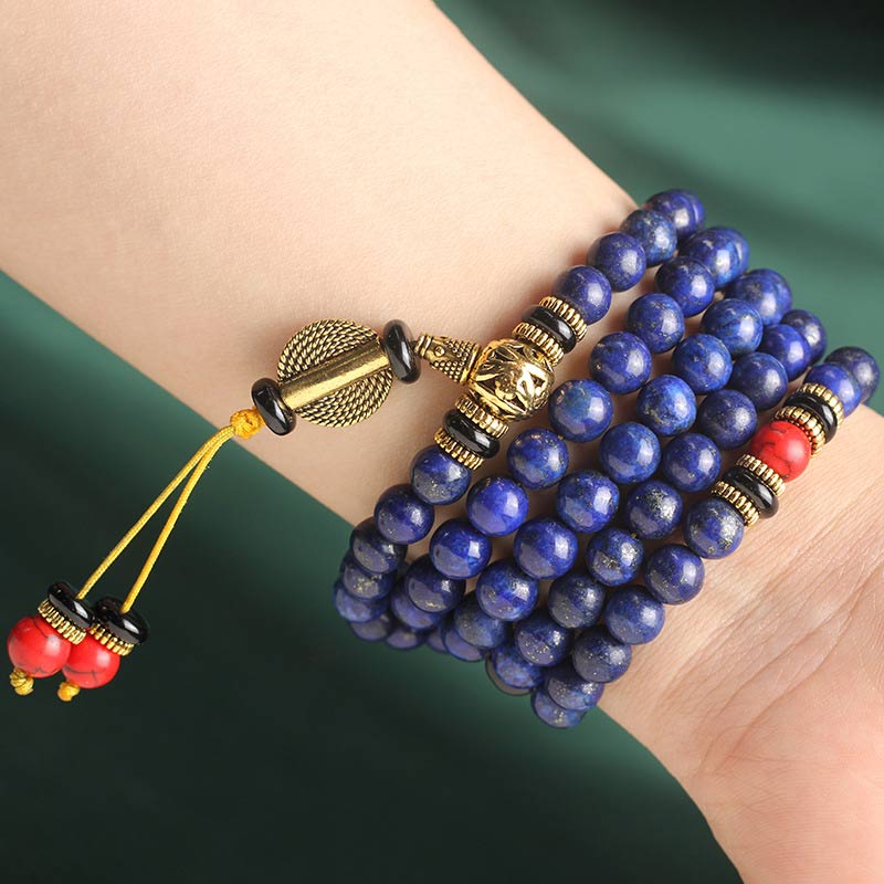 Buddha Stones Tibetan Mala Lapis Lazuli Positive Bracelet - image 9