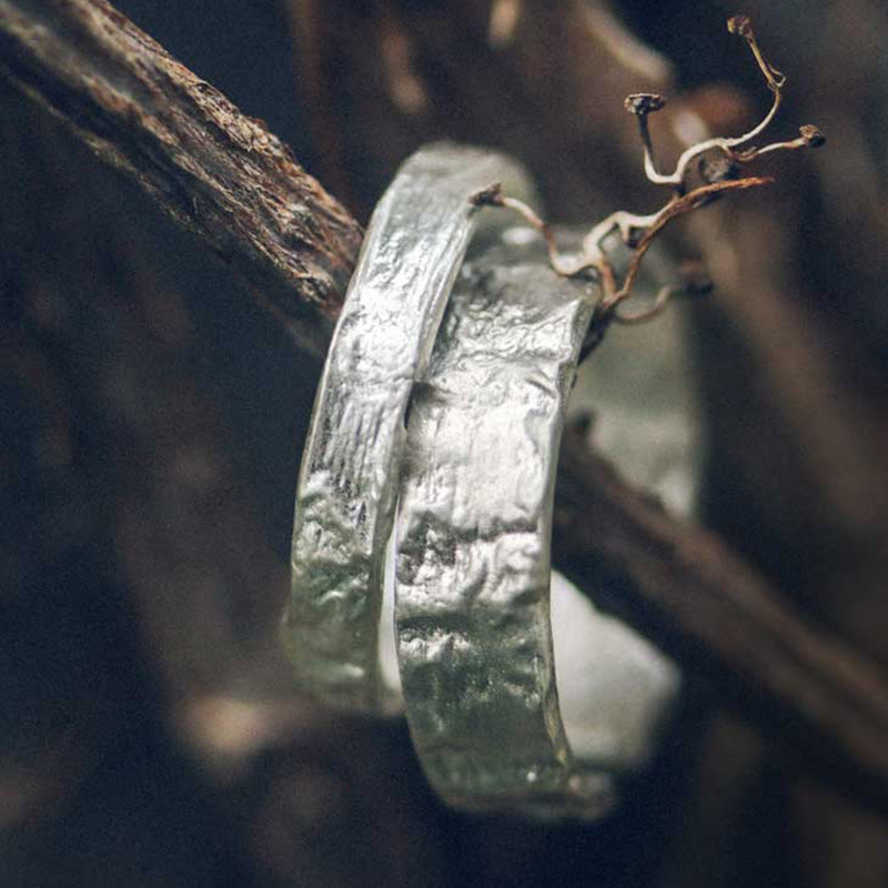 Buddha Stones 925 Sterling Silver Simple Design Blessing Couple Ring - image 8