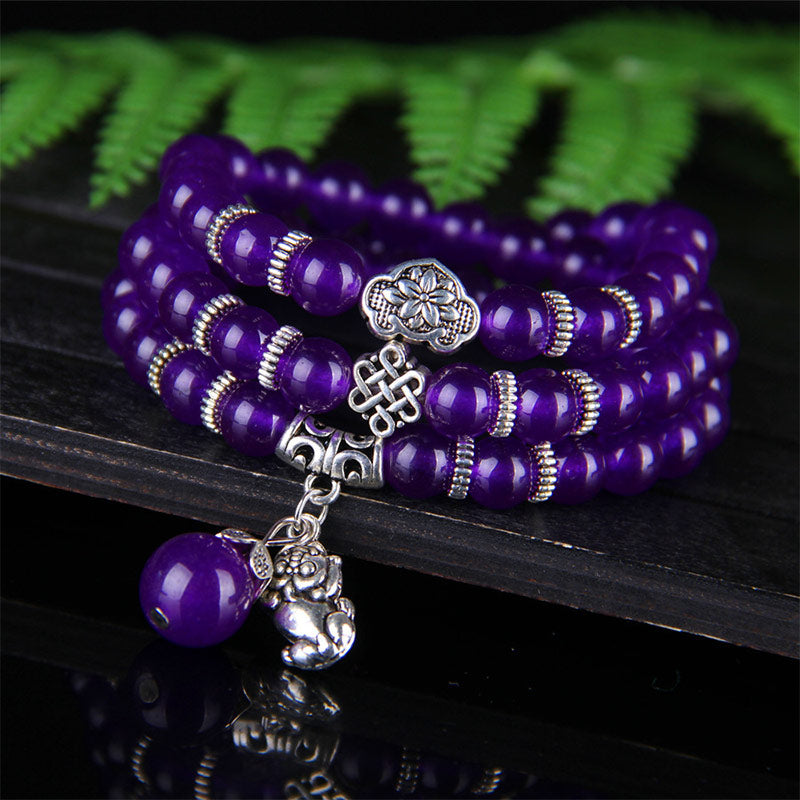 Buddha Stones The Amethyst Pixiu Wealth Bracelet - image 1