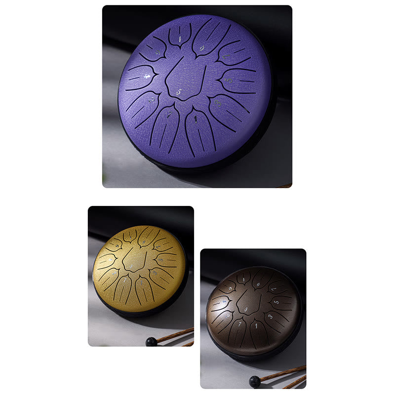 Buddha Stones Steel Tongue Drum Sound Healing Meditation Yoga Lotus Drum Kit 11 Note 6 Inch - image 22