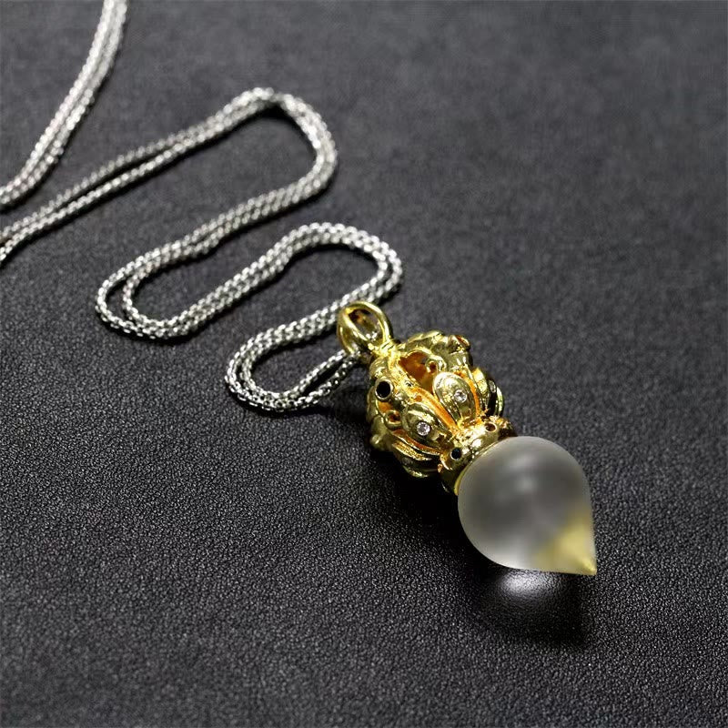 Buddha Stones Tibetan Dorje Vajra 4 Prong Lotus Liuli Crystal Strength Necklace Pendant - image 22