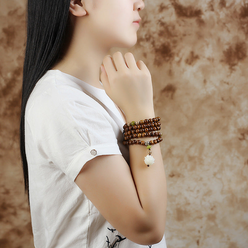 Buddha Stones Tibetan Rosewood Lotus Mala Protection Calm Necklace Bracelet - image 4
