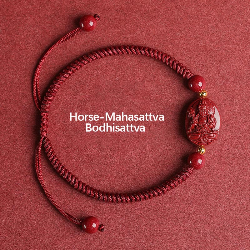 Buddha Stones Chinese Zodiac Natal Buddha Cinnabar Keep Away Evil Spirits Rope Bracelet - Horse-Mahasattva Bodhisattva - image 7