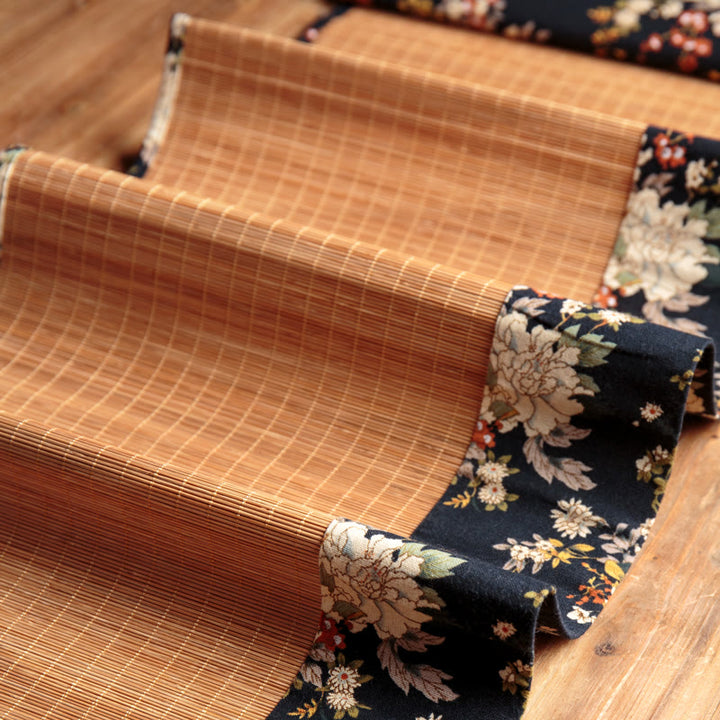 Buddha Stones Vintage Peony Flower Blossom Bamboo Cup Mat Pad Tea Cup Coaster Kung Fu Tea Mat - image 3