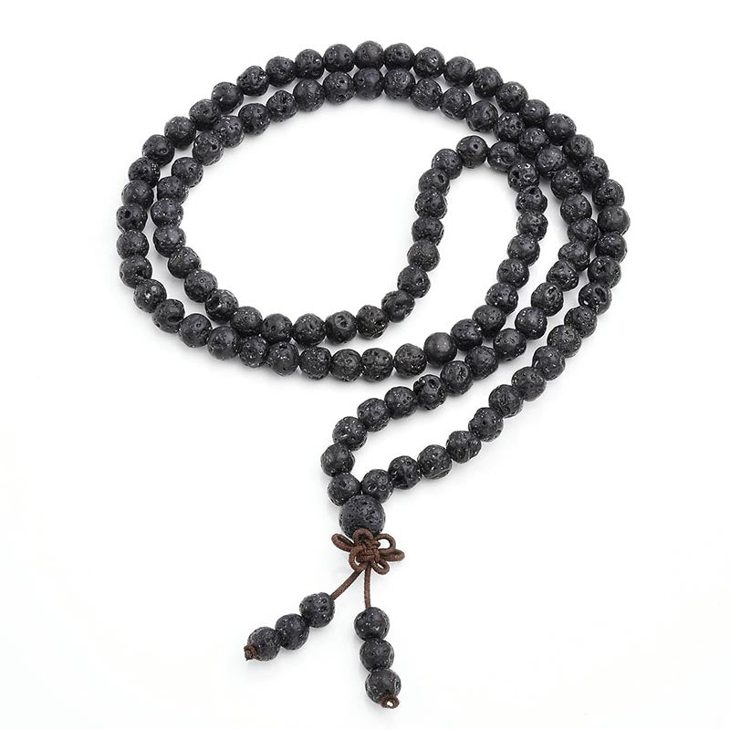 Buddha Stones Natural Lava Rock 108 Beads Protection Bracelet - image 3