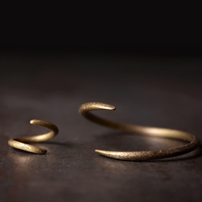 Buddha Stones Simple Design Copper Luck Adjustable Cuff Bracelet - image 8