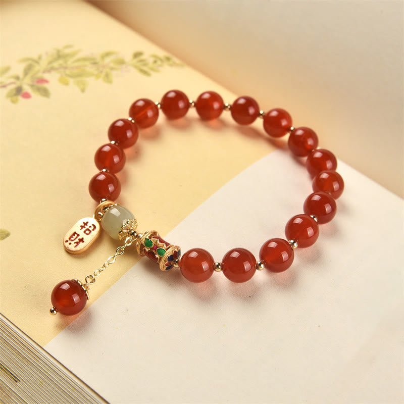 Buddha Stones Natural Red Agate Jade Confidence Fortune Blessing Charm Bracelet - image 12