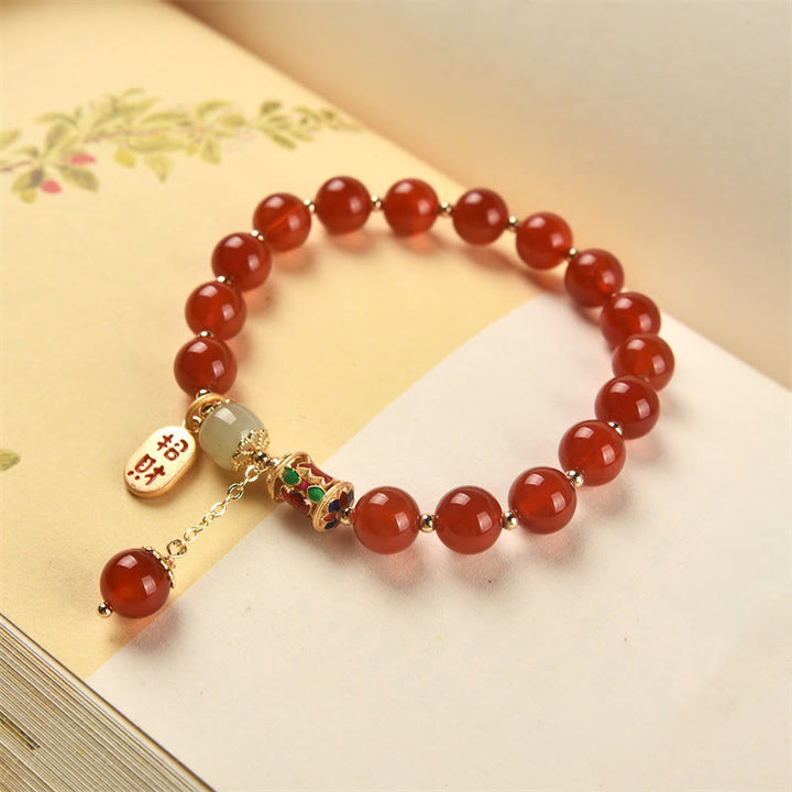 Buddha Stones Natural Red Agate Jade Confidence Fortune Blessing Charm Bracelet - image 12