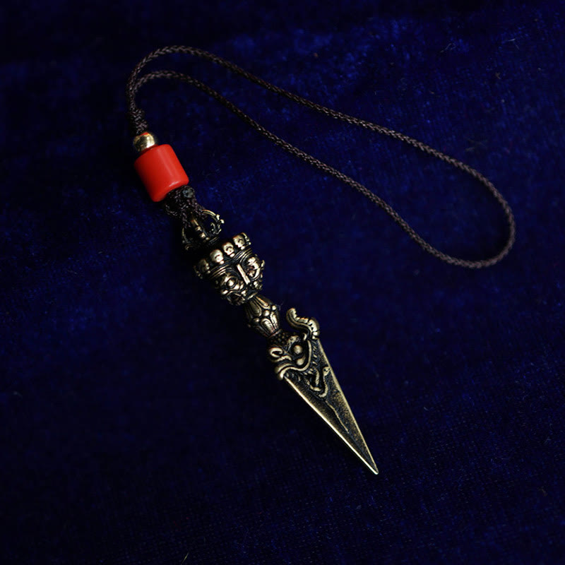 Buddha Stones Tibet Dorje Vajra Engraved Spiritual Power Pendant Hanging Decoration - Bronze - Hanging Decoration(9.6*47mm) - image 8