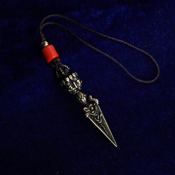 Buddha Stones Tibet Dorje Vajra Engraved Spiritual Power Pendant Hanging Decoration - Bronze - Hanging Decoration(9.6*47mm) - image 8