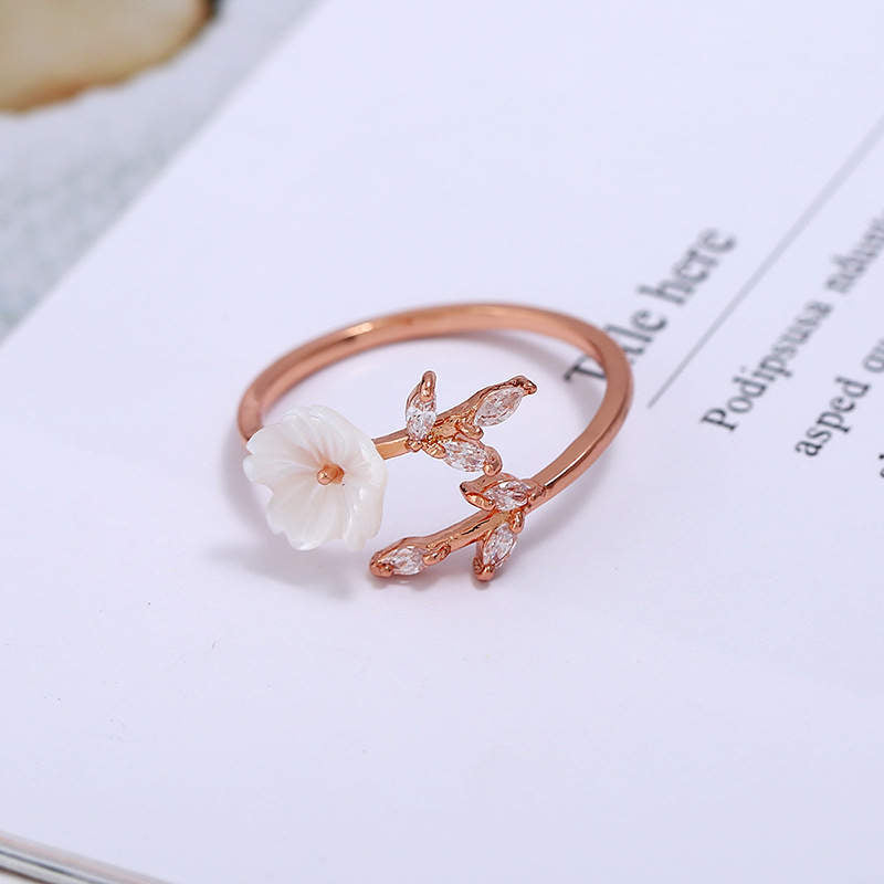 Buddha Stones Plum Blossom Leaf Pattern Copper Luck Ring - image 4