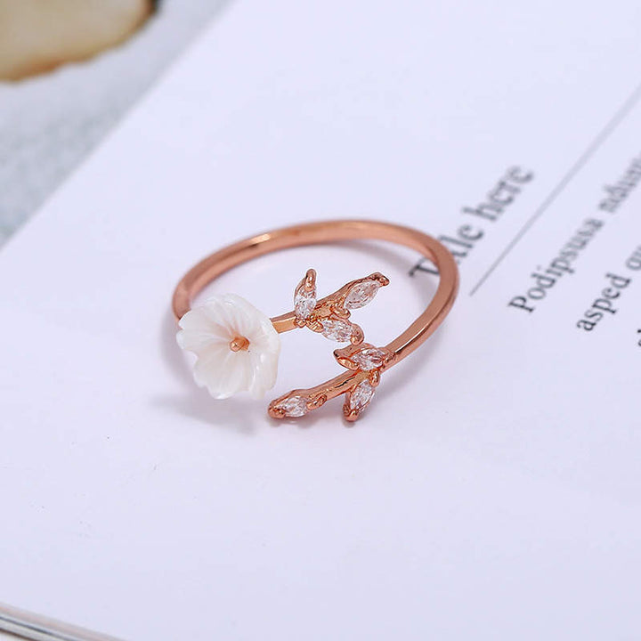 Buddha Stones Plum Blossom Leaf Pattern Copper Luck Ring - image 4