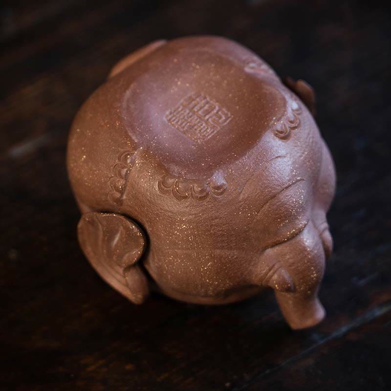 Buddha Stones Cute Elephant Auspicious Clouds Purple Clay Ceramic Teapot - image 5