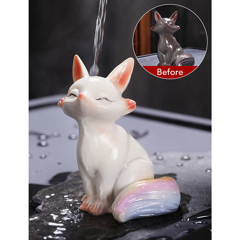 Buddha Stones Color Changing Small Cute Fox Tea Pet Resin Home Figurine Decoration - image 7