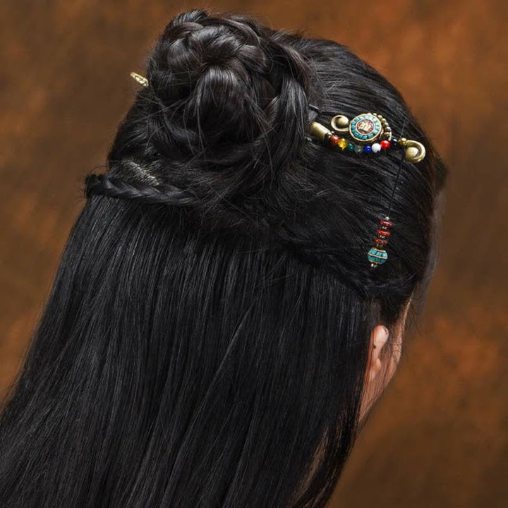 Tibetan Turquoise Agate Protection Hairpin Decorations - image 4