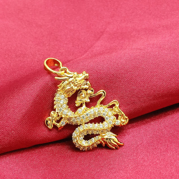 Buddha Stones Gold Dragon Protection Necklace Pendant - image 5