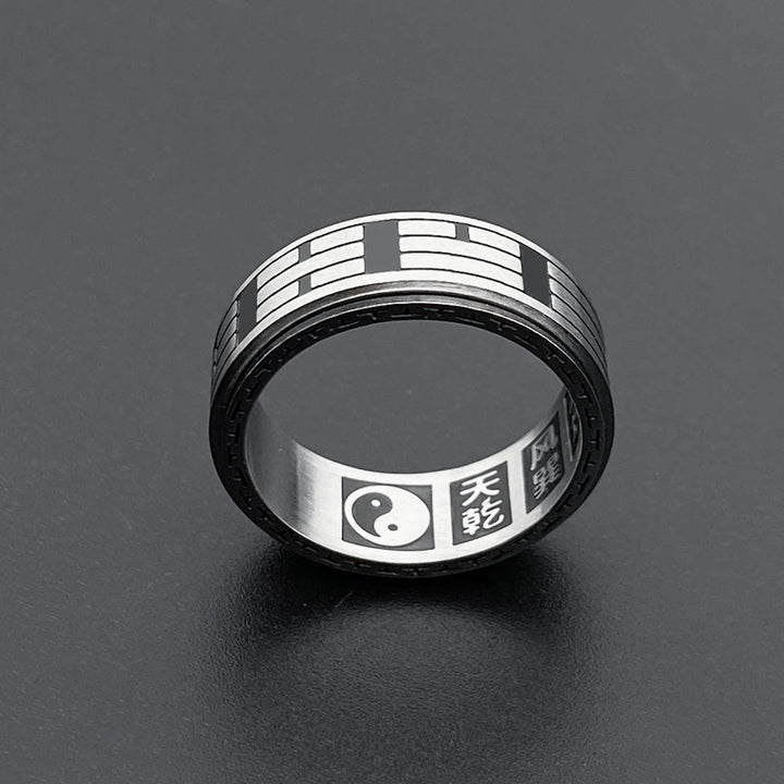 Buddha Stones Bagua Yin Yang Titanium Steel Balance Rotatable Ring - image 11