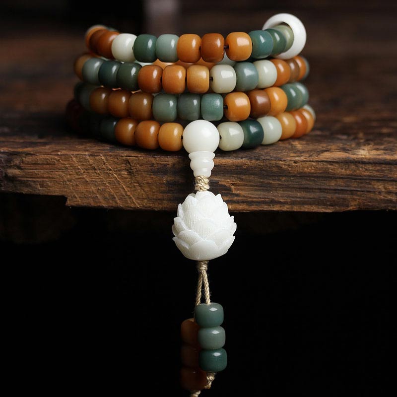 Buddha Stones Bodhi Lotus Mala Harmony Necklace Bracelet - 7*9mm - image 0