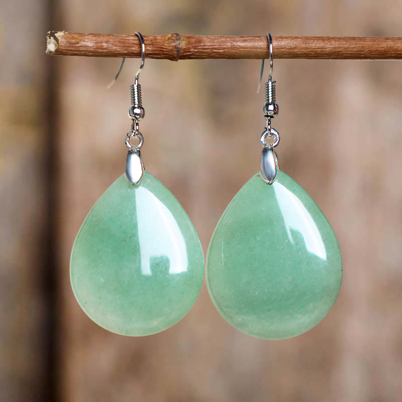 Buddha Stones Natural Aventurine Dangle Healing Drop Earrings - Green Aventurine - image 0