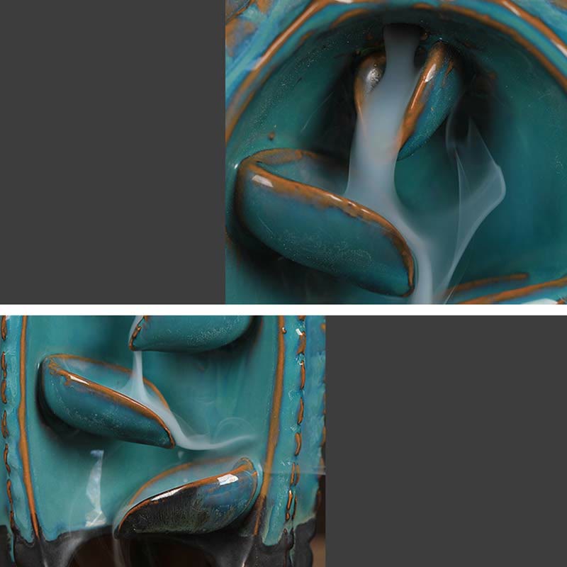 Buddha Stones Cactus Ceramic Healing Backflow Smoke Fountain Incense Burner - image 4