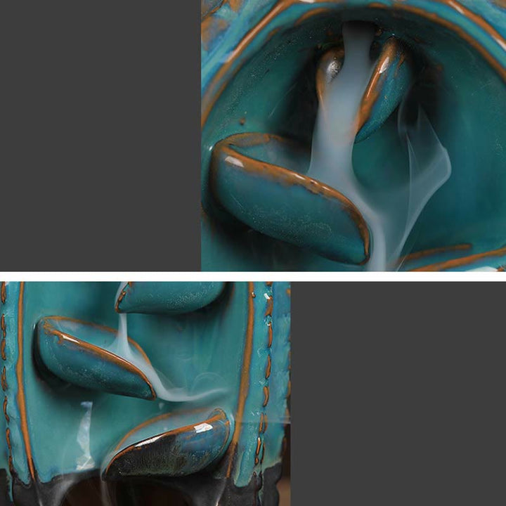 Buddha Stones Cactus Ceramic Healing Backflow Smoke Fountain Incense Burner - image 4