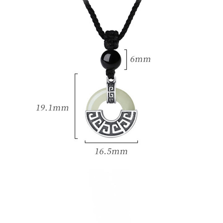 Buddha Stones 925 Sterling Silver Natural Hetian Jade Peace Buckle Prosperity Necklace Pendant - image 10