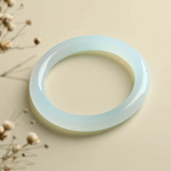 Buddha Stones Natural Aquamarine Blessing Serenity Bangle Bracelet - image 5