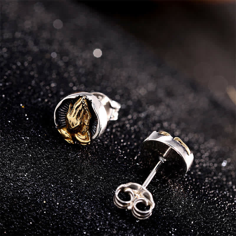 Buddha Stones 925 Sterling Silver Namaste Equality Stud Earrings - image 1