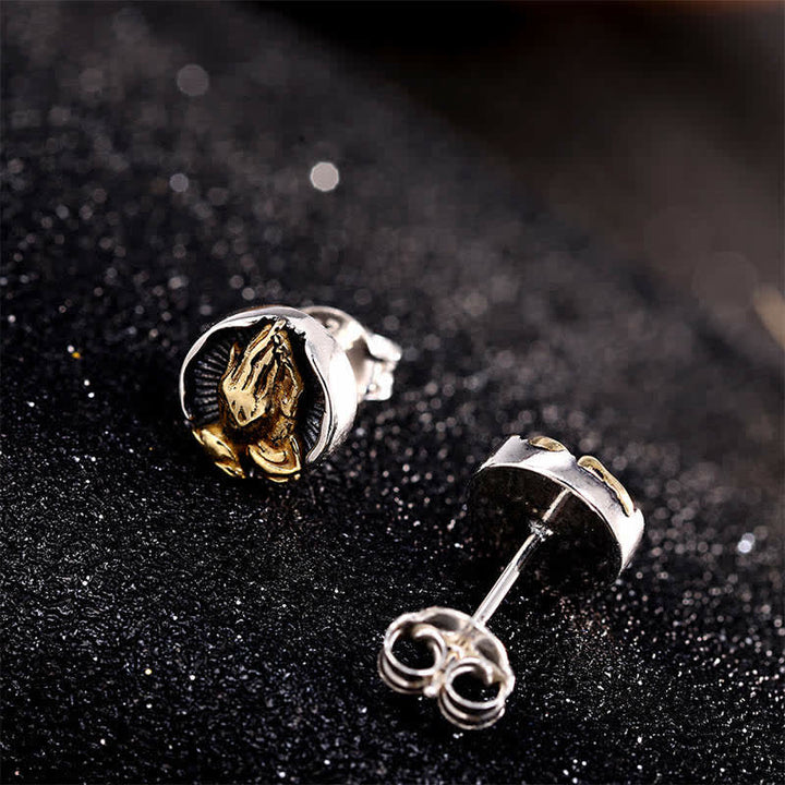 Buddha Stones 925 Sterling Silver Namaste Equality Stud Earrings - image 1