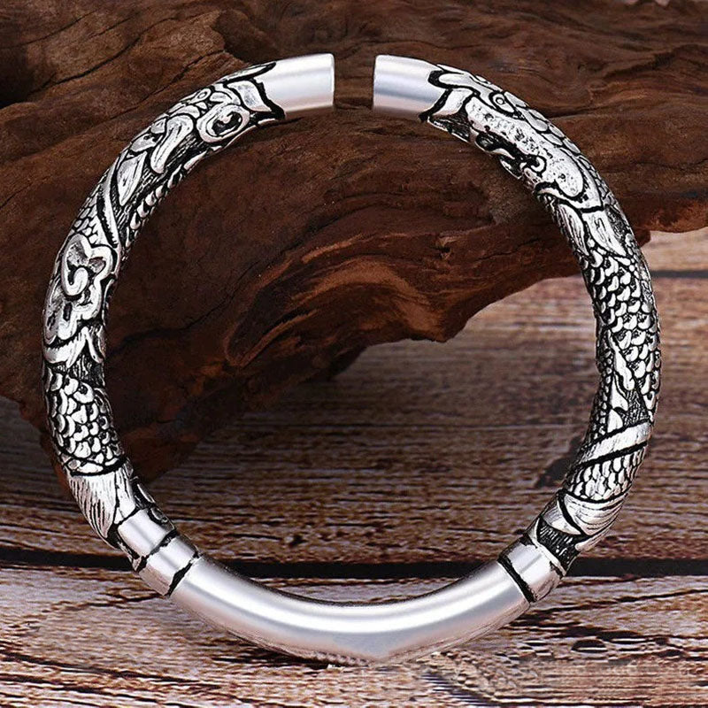 Buddha Stones Dragon Auspicious Clouds Luck Protection Bracelet Adjustable Bangle - image 1