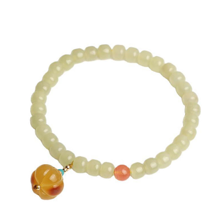 Natural Hetian Jade Pumpkin Amber Red Agate Crystal Prosperity Bracelet - image 17