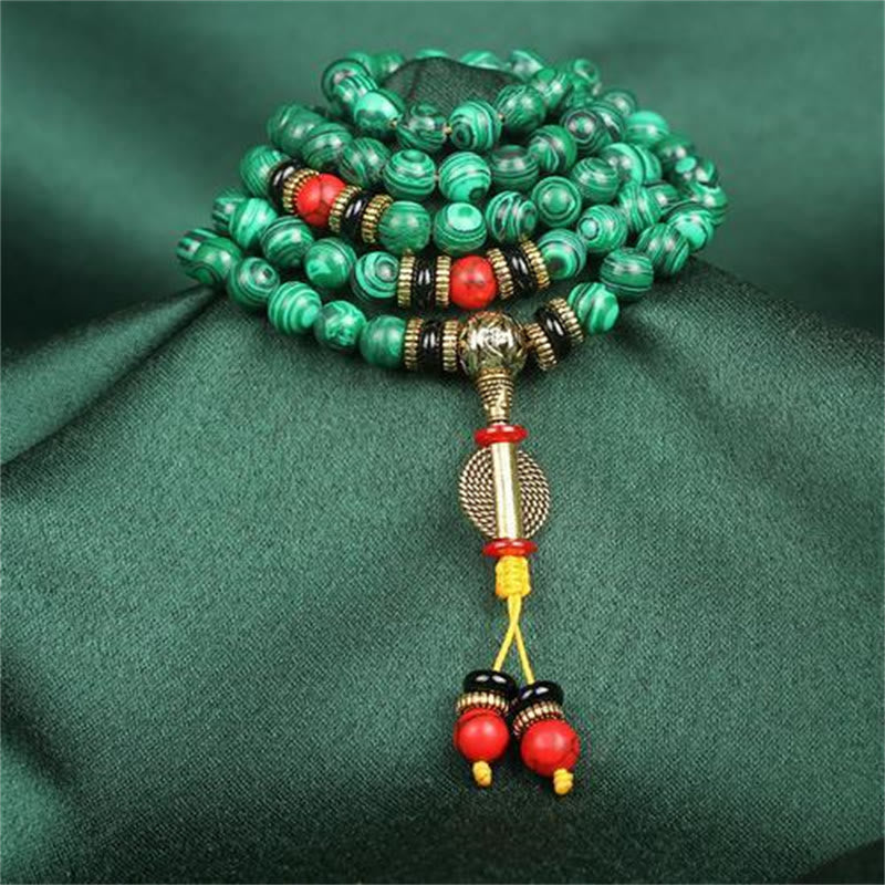 Buddha Stones Tibetan 108 Mala Malachite Beads Bracelet Necklace - image 4