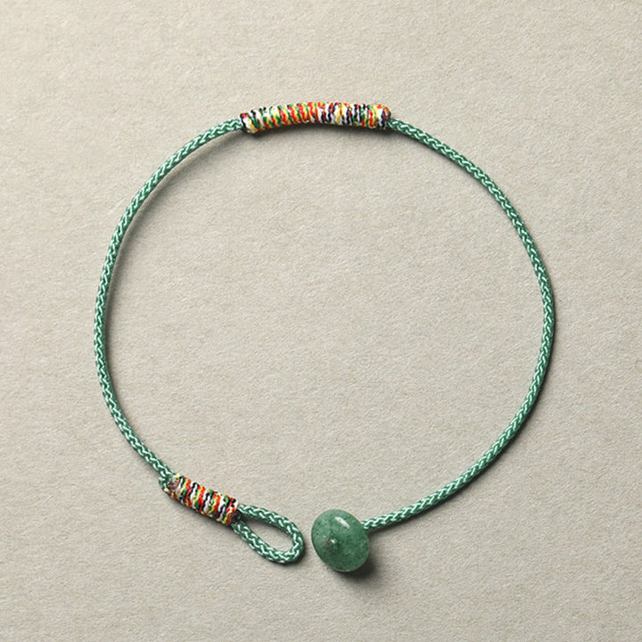 Buddha Stones Tibetan Handmade Green Aventurine Luck Protection Braided Rope Bracelet - Green(Wrist Circumference 13-15cm) - image 0