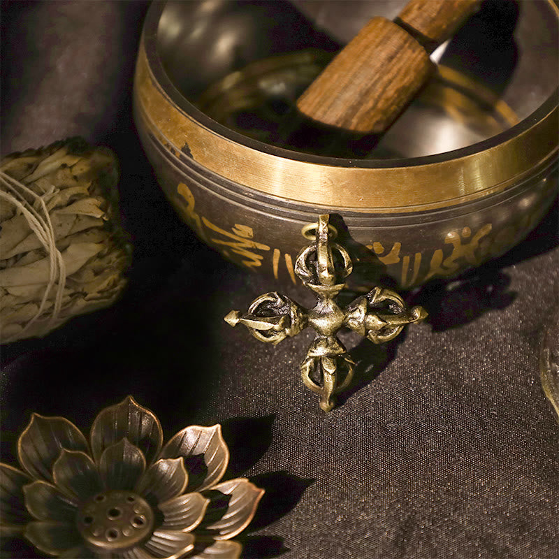 Buddha Stones Nepal Handmade Double Dorje Copper Enlightenment Strength Vajra - image 7