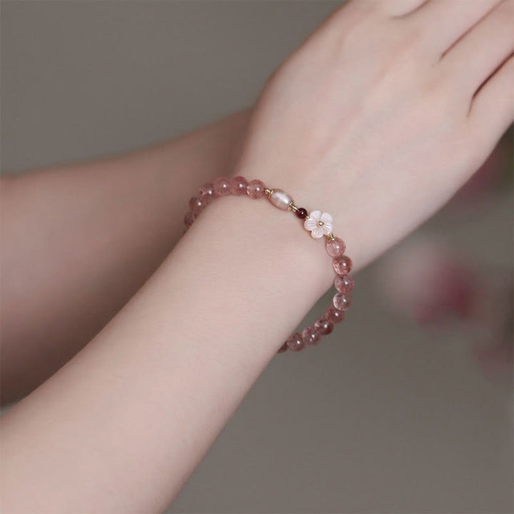Buddha Stones Strawberry Quartz Peach Blossom Love Bracelet - image 3