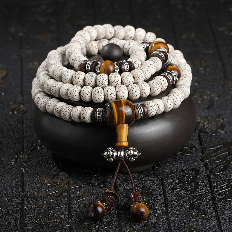 Buddha Stones Handmade Tibetan Tiger Eye Bodhi Seed Peace Bracelet - image 0