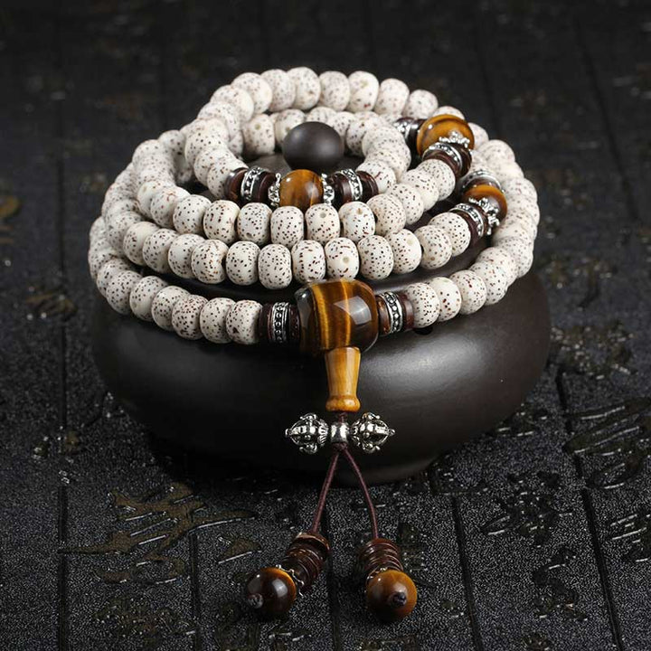 Buddha Stones Handmade Tibetan Tiger Eye Bodhi Seed Peace Bracelet - image 0