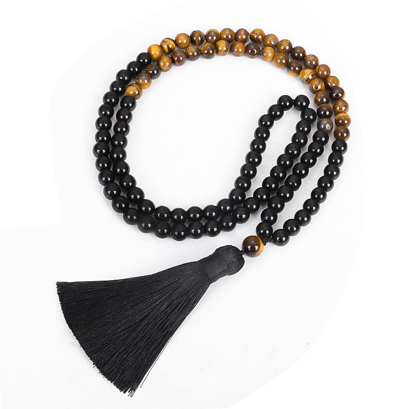 Buddha Stones Tibetan Black Onyx Tiger Eye Protection Necklace Mala Set - image 6