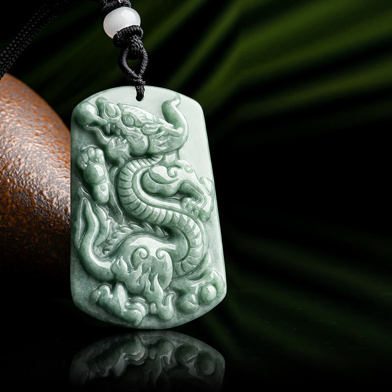 Buddha Stones Year of the Dragon Chinese Zodiac Dragon Jade Success Amulet Necklace Pendant - image 3