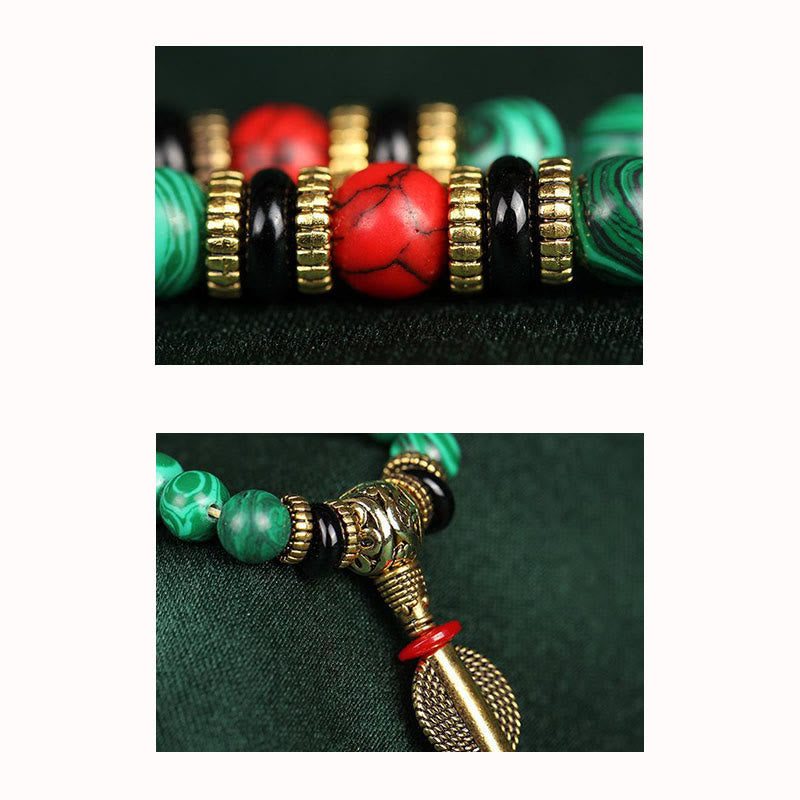 Buddha Stones Tibetan 108 Mala Malachite Beads Bracelet Necklace - image 9
