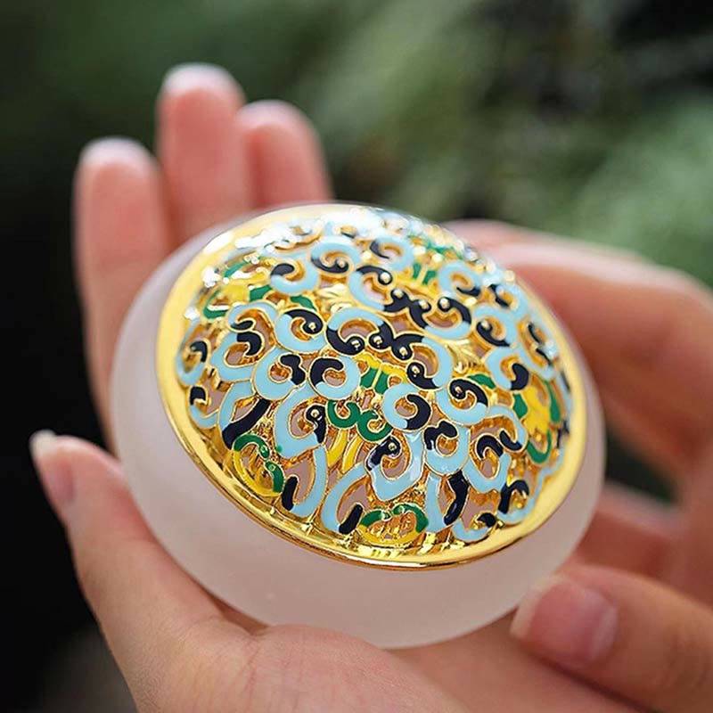 Buddha Stones Lotus Liuli Crystal Healing Meditation Incense Burner - White 7.8*4.5cm - image 11