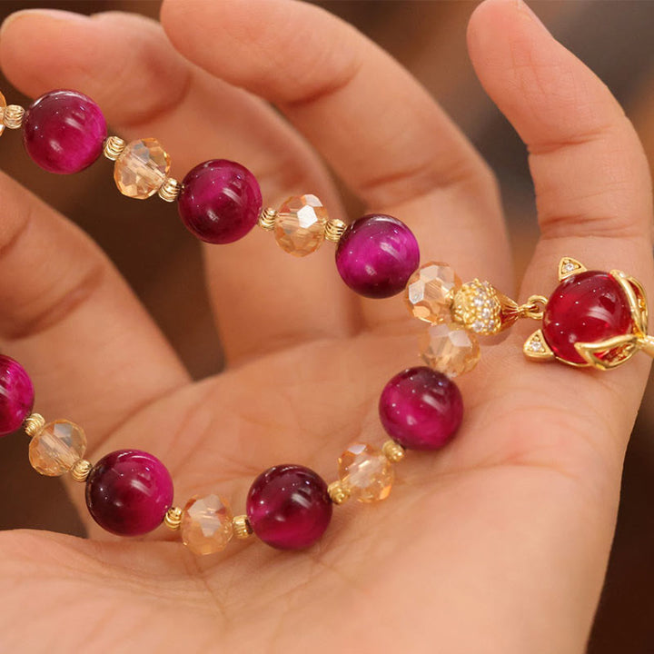 Buddha Stones Red Tiger Eye PiXiu Fox Protection Self Confidence Bracelet - image 12